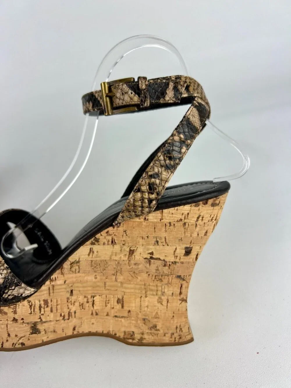 Donald J Pliner Womens Sail Platform Cork Wedge Sandals Brown Snake size 10.5